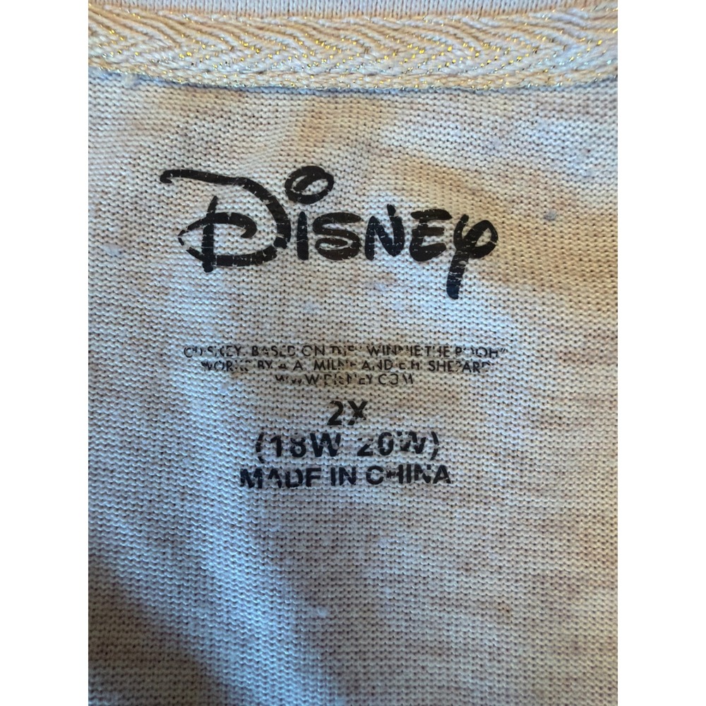Disney Pajama Set Tan Winnie the Pooh Oh Bother Gingham Plus 2X 18W-20W Lounge - Picture 3 of 5
